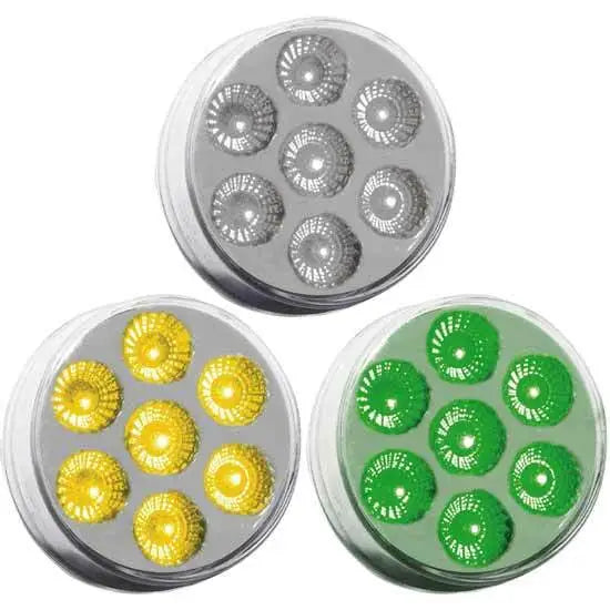 2" Dual Revolution Amber Round 7 Diode LED Light