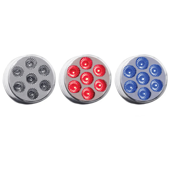 2" Dual Revolution Red To Blue Round 7 Diode LED Light